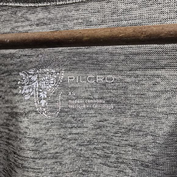 Anthropologie Shirt Womens XS Blouse Tee Silver Shimmer Metallic V Neck Pilcro - Picture 3 of 10